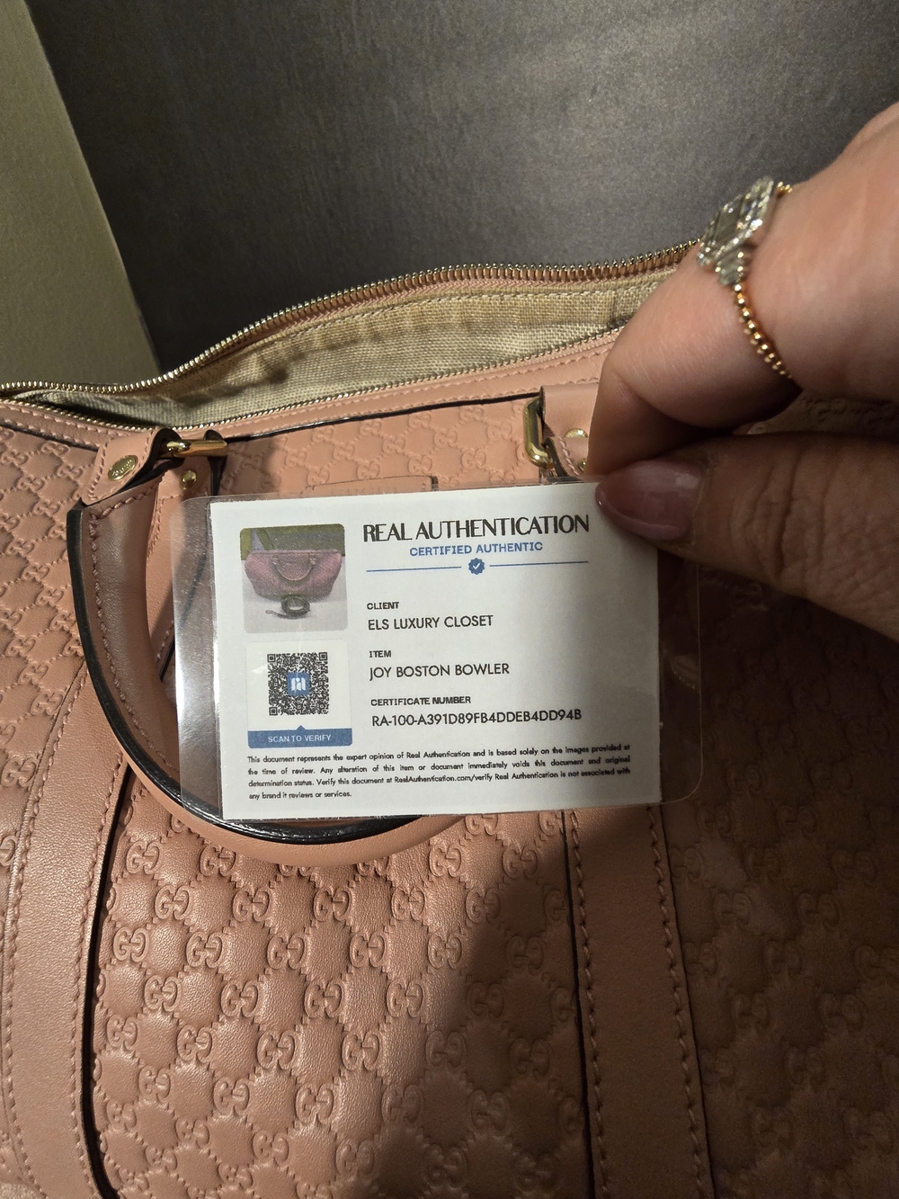 Gucci Guccissima Joy Blush Pink Embossed Leather Boston Bag - Picture 11 of 16